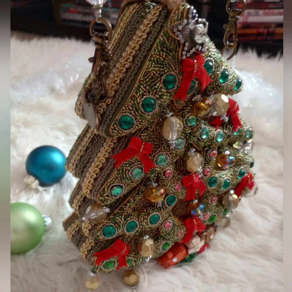 Mary Frances Will All the Trimmings Beaded Christmas Tree Holiday Vintage Bag - Picture 14 of 16